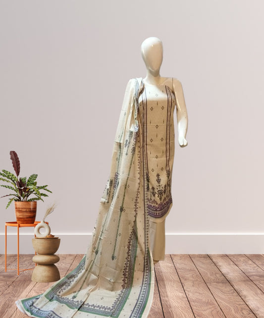 MTJ Printed Slub Khaddar 3pc D6