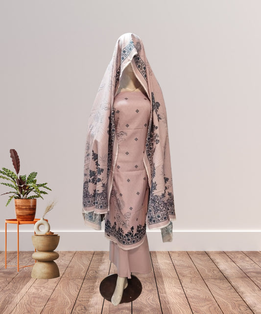 MTJ Printed Slub Khaddar 3pc D7