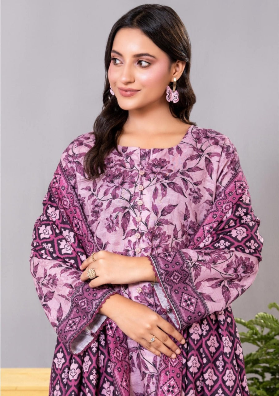 Diners Printed Khaddar 3pc D1