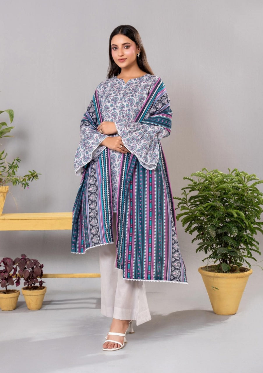 Diners Khaddar Printed 3pc D7