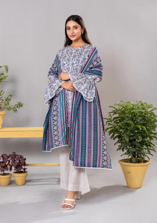 Diners Khaddar Printed 3pc D7