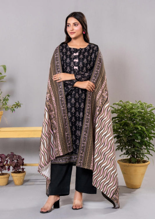 Diners Khaddar Printed 3pc D8
