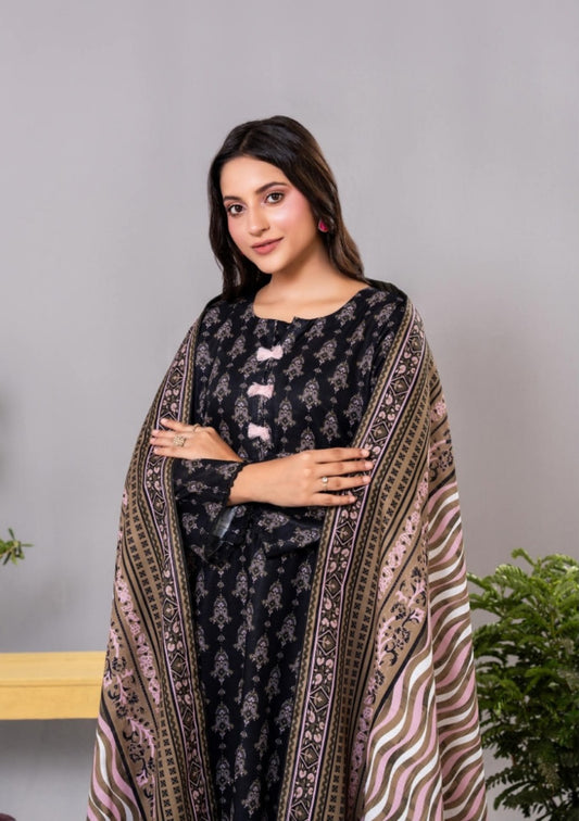 Diners Khaddar Printed 3pc D8