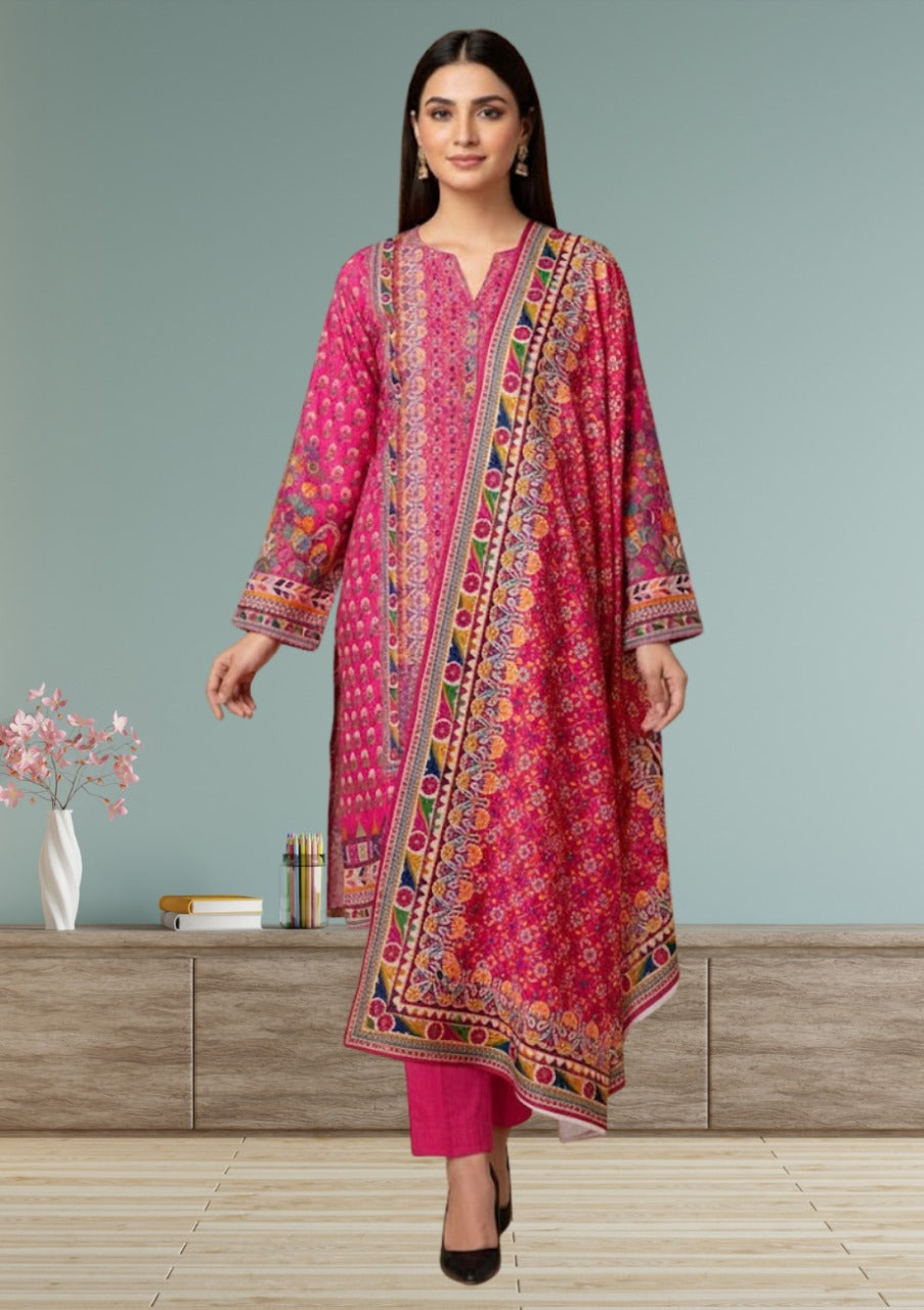 HZ Luxury Printed Khaddar 3pc D2