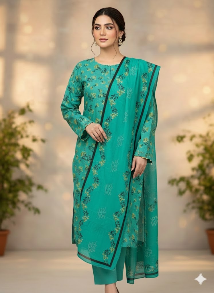 Pashmina Printed Cotray Wool Shawl 3pc D24