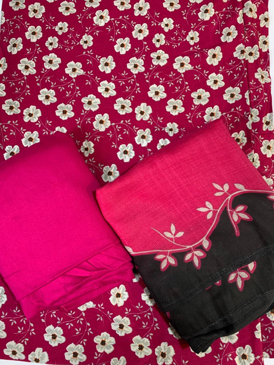 Pashmina Printed Cotray Wool Shawl 3pc D26