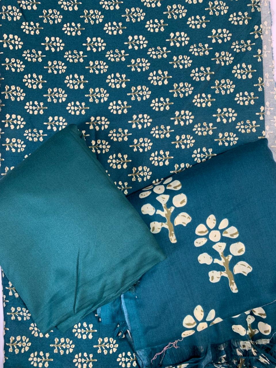 Pashmina Printed Cotray Wool Shawl 3pc D29