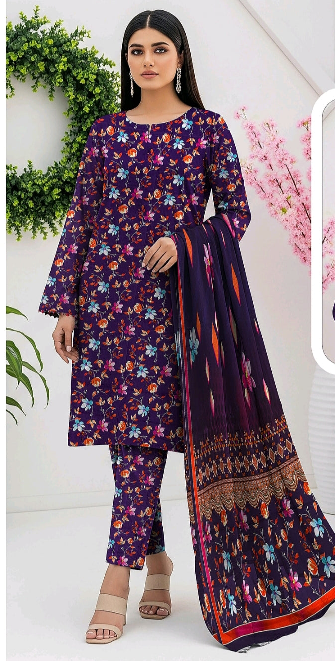 Bin Inam Printed Banadora Linen 3pc D20