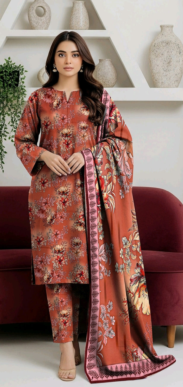 Bin Inam Printed Banadora Linen 3pc D19