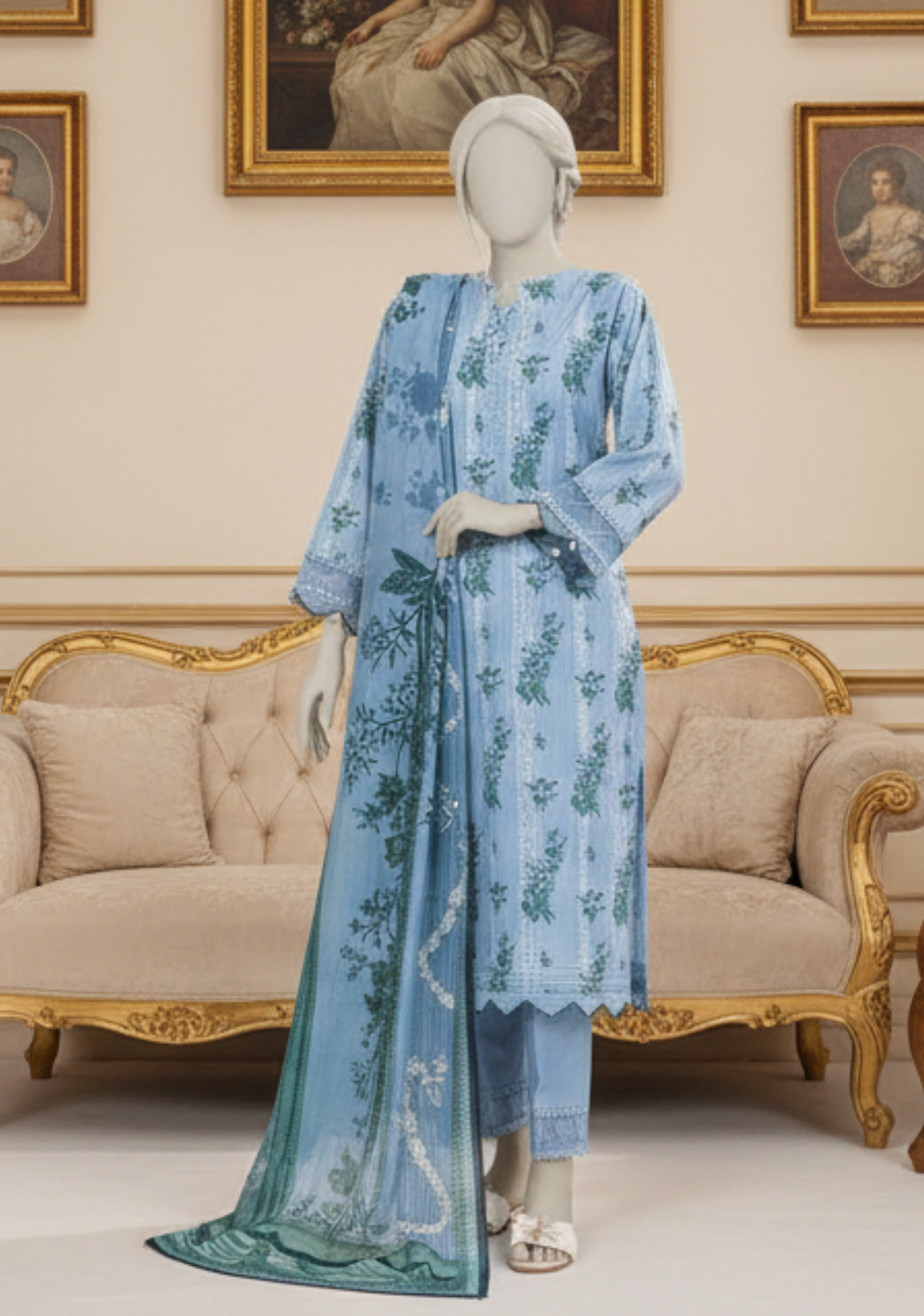 MTJ Banadora Printed Lawn 3Pc D6