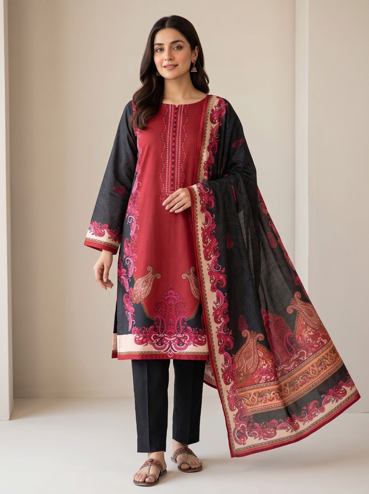 ALZOHAIB Printed Premium Khaddar 3-Piece Vol. 01 – D8