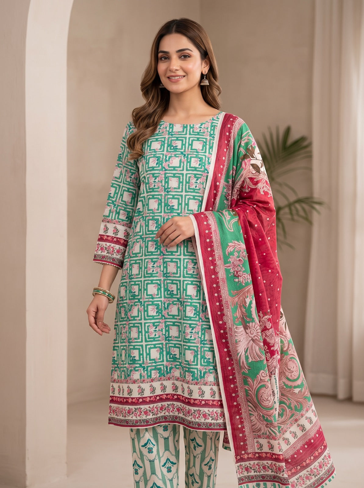 BONANZA SATRANGI Printed Premium Khaddar 3-Piece Vol. 01.D4