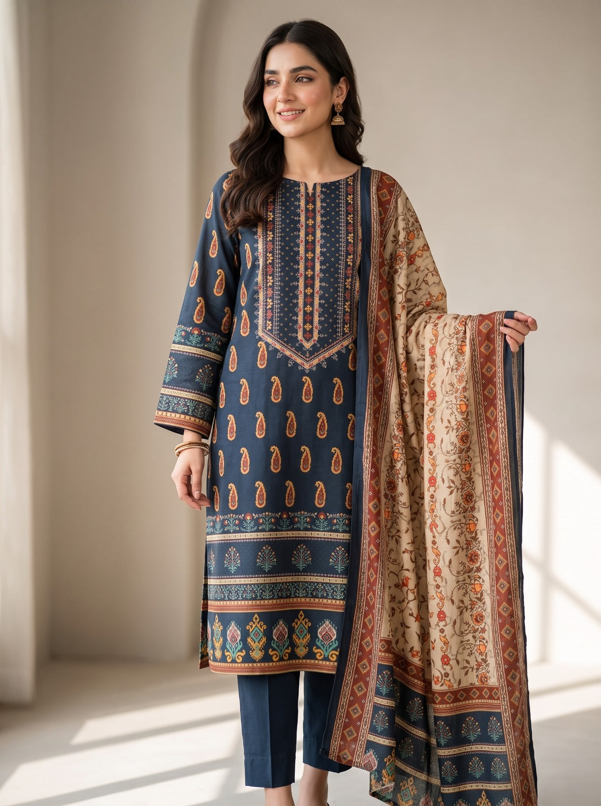 BONANZA SATRANGI Printed Premium Khaddar 3-Piece Vol. 01.D6