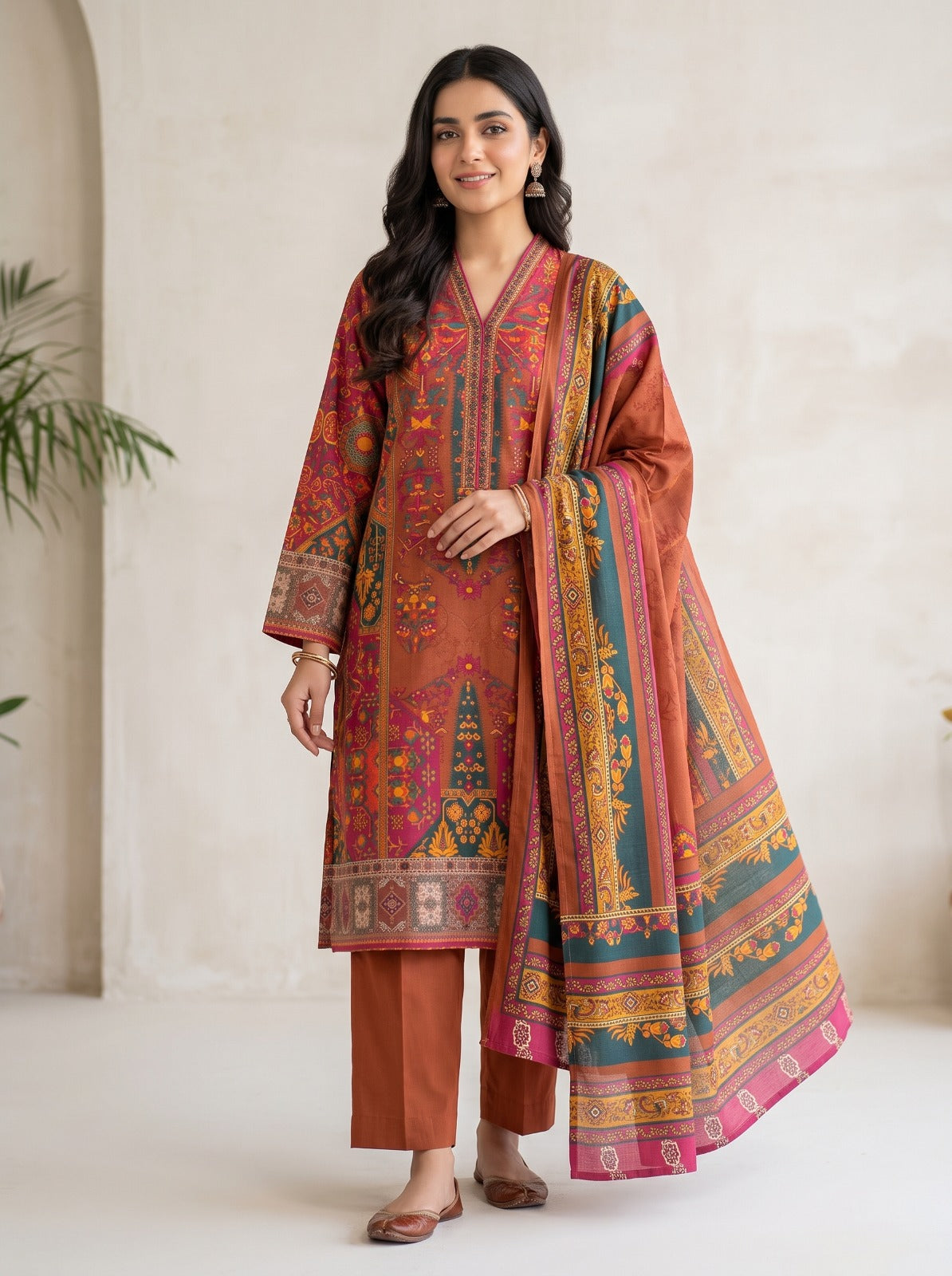BONANZA SATRANGI Printed Premium Khaddar 3-Piece Vol. 01.D5