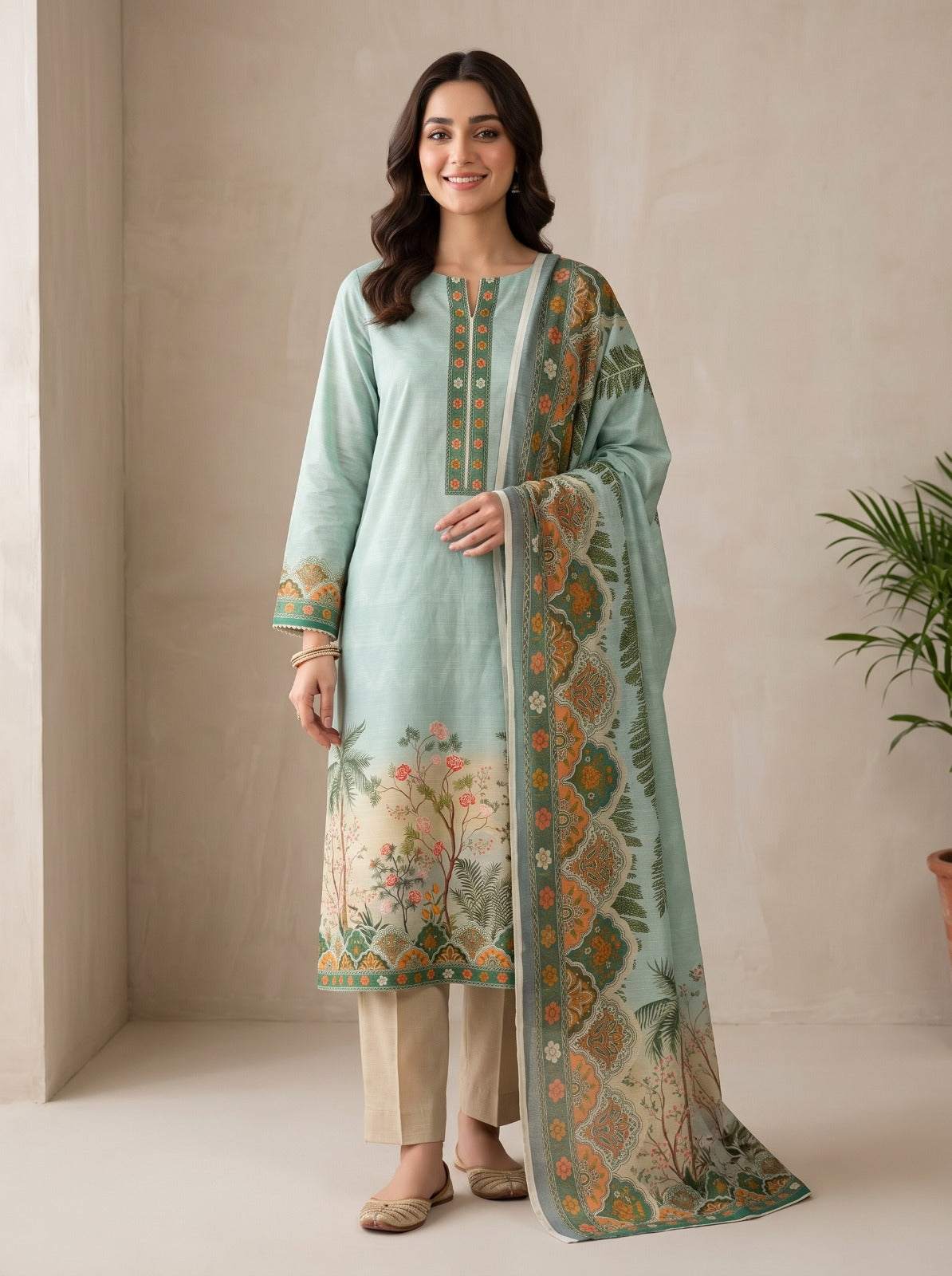 BONANZA SATRANGI Printed Premium Khaddar 3-Piece Vol. 01.D10