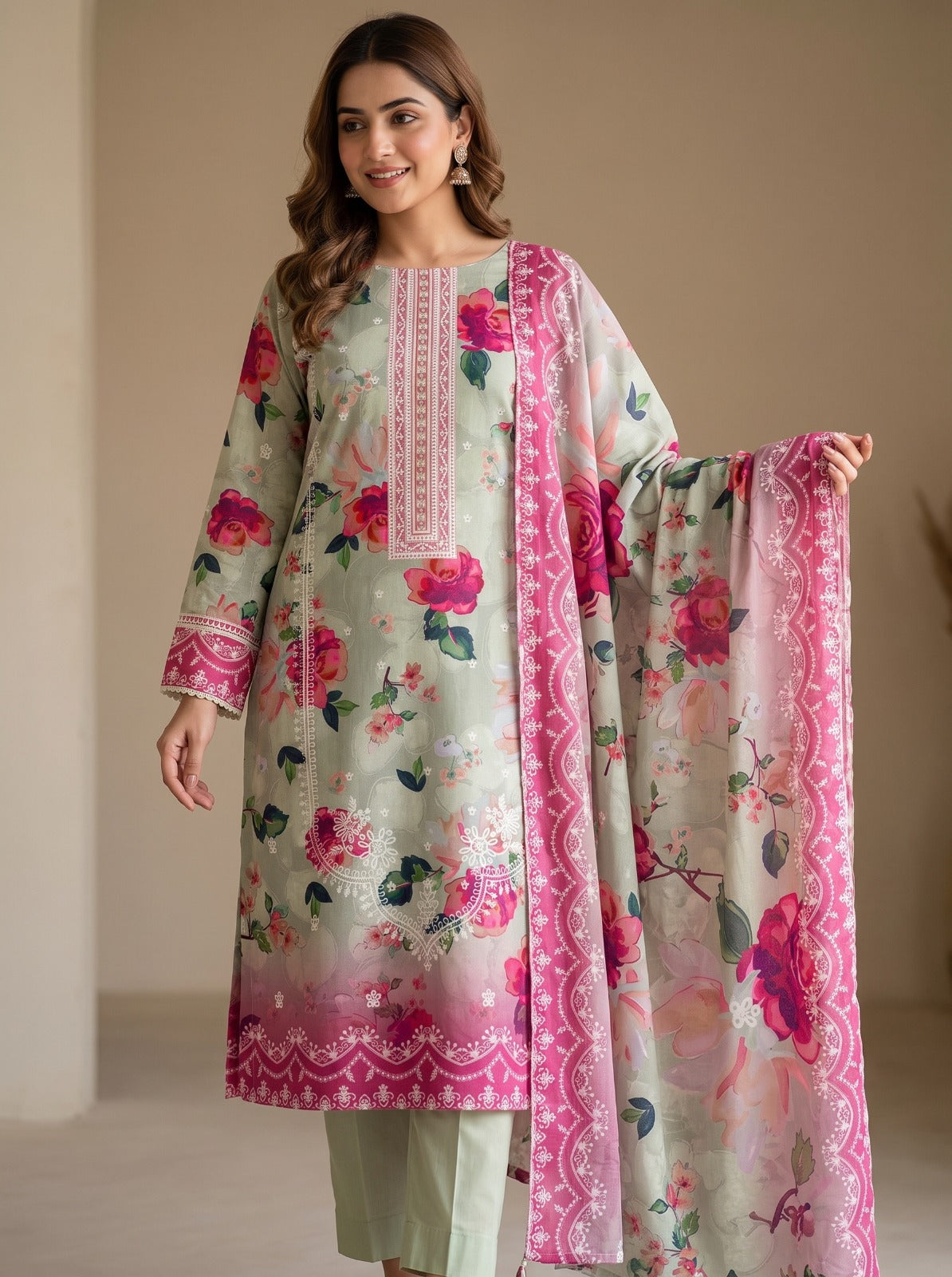 Bin Inam Printed Rice Karandi 3 Piece Vol.1 D6