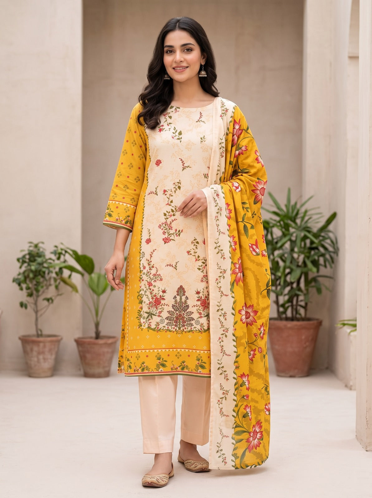 Bin Inam Printed Rice Karandi 3 Piece Vol.1 D12