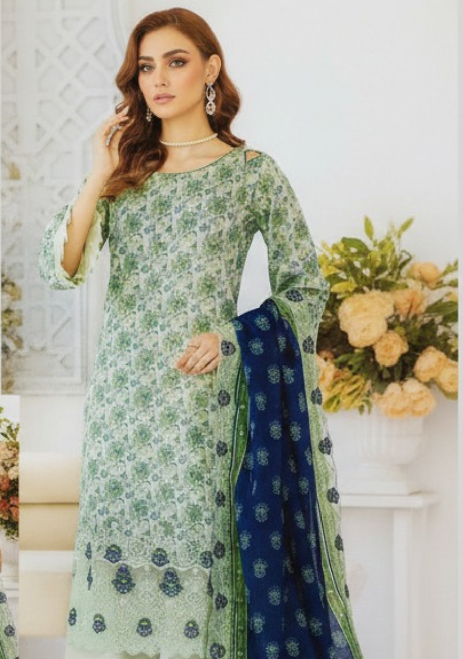 Rabail Premium Embroidered Summer Lawn 3PC Suit D2