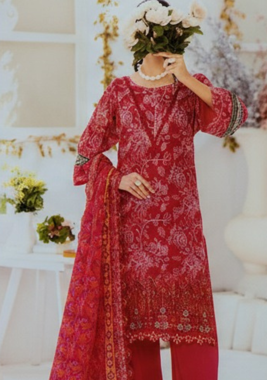 Rabail Premium Embroidered Summer Lawn 3PC Suit D4