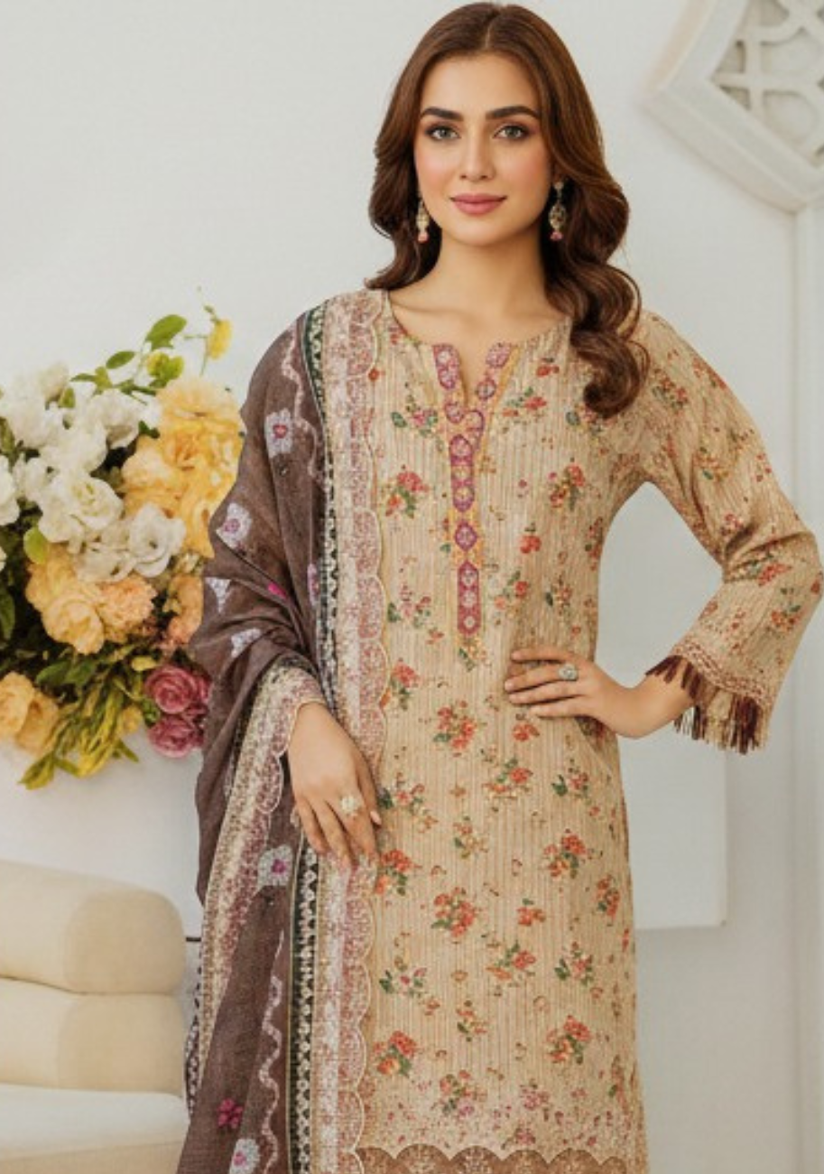 Rabail Premium Embroidered Summer Lawn 3PC Suit D5