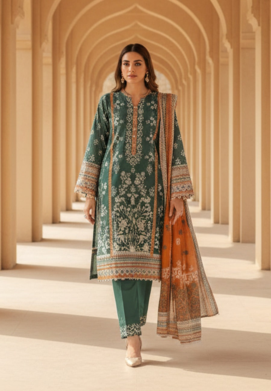 Safina Premium Printed Lawn 3pc Suit D9