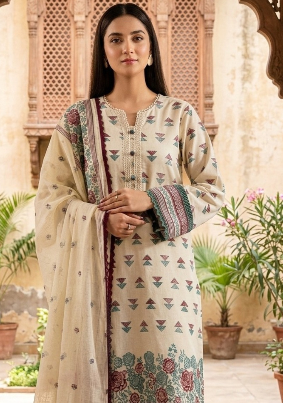 Saya Premium Jaquard 3pc Summer Suit Vol-3-D1