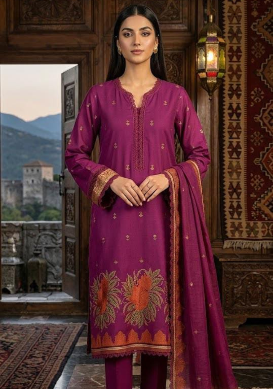 Saya Premium Jaquard 3pc Summer Suit Vol-3-D12