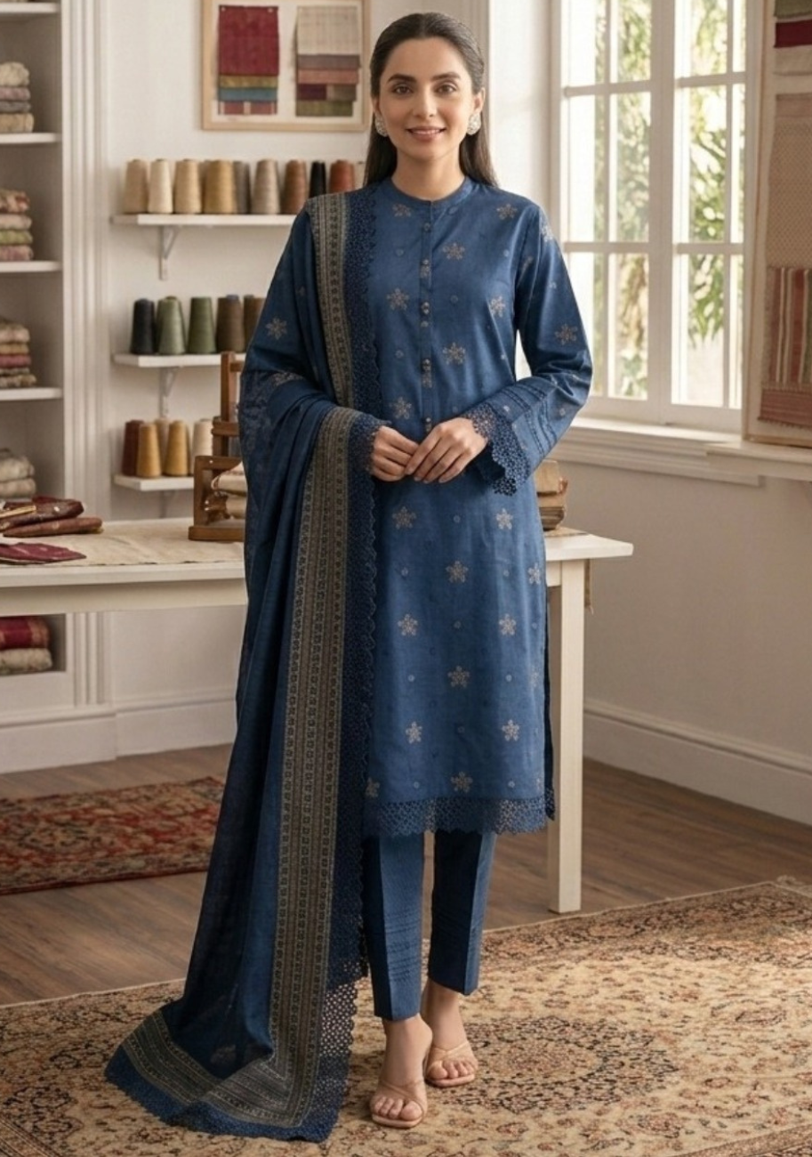 Saya Premium Jaquard 3pc Summer Suit Vol-3-D5