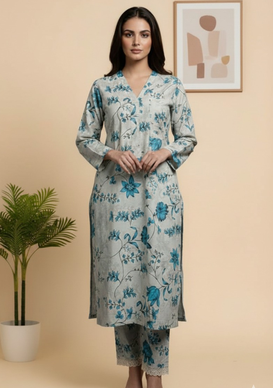 Bin Saeed Luxury Stitched Printed Lawn 2pc Suit D9