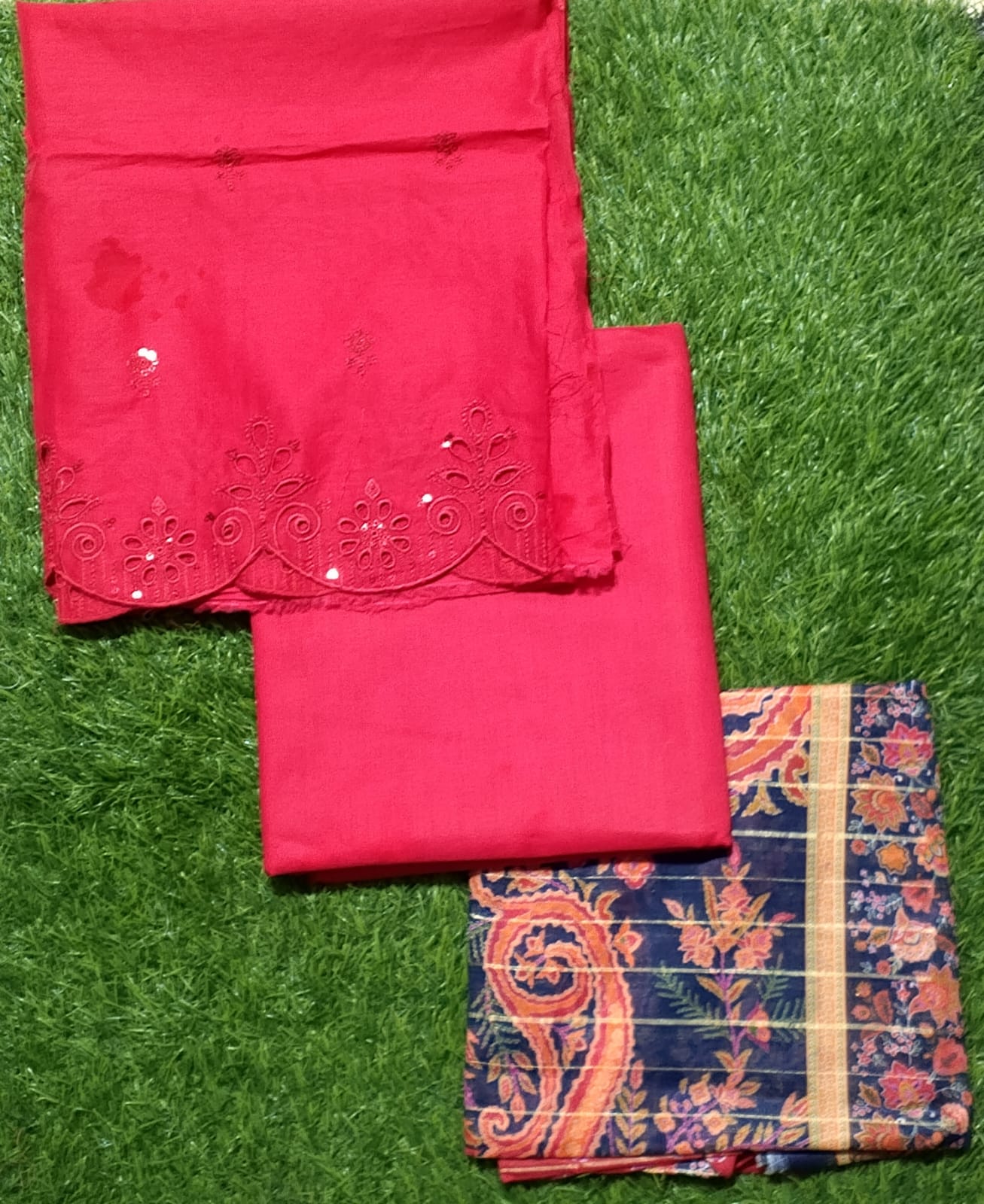 VS-ANMOL Embroidered with Printed Zari Dupatta 3pc-D10