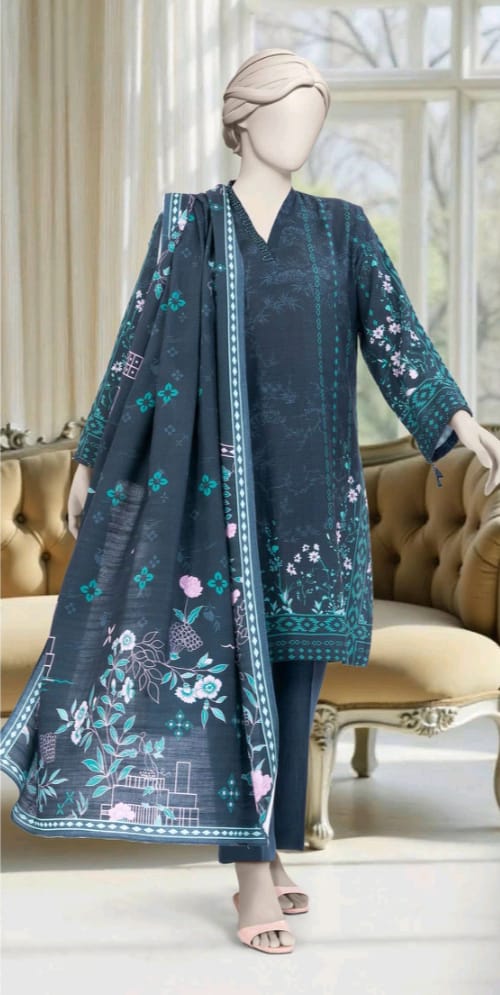 MTJ Luxury Printed Khaddar 3pc D1