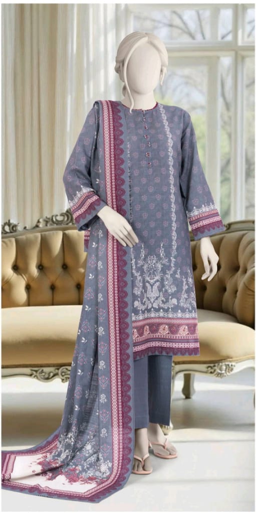 MTJ Luxury Printed Khaddar 3pc D4