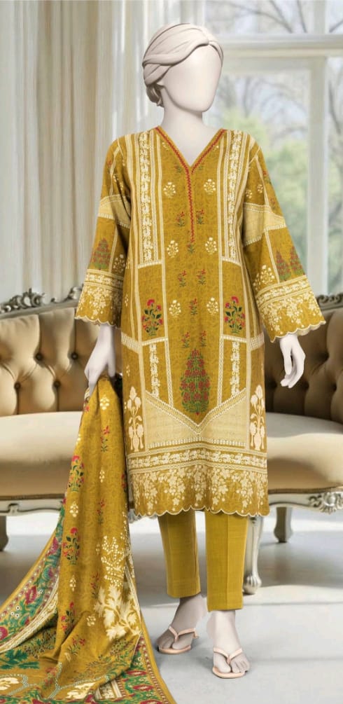 MTJ Luxury Printed Khaddar 3pc D6