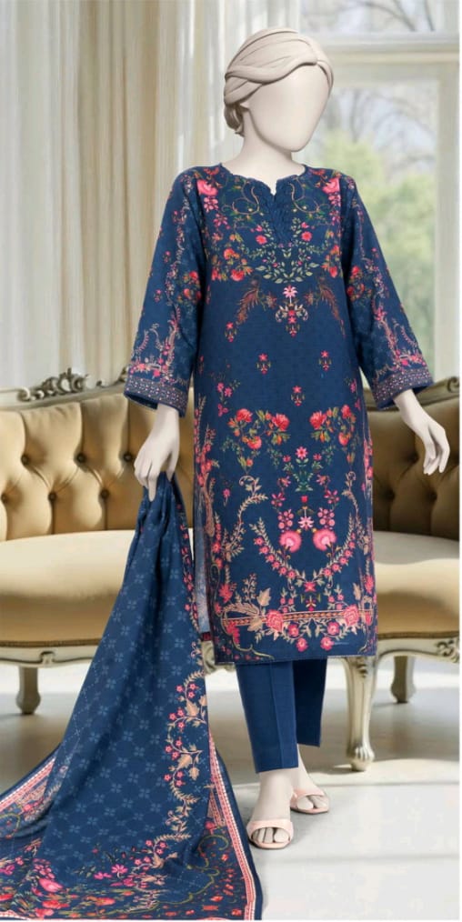 MTJ Luxury Printed Khaddar 3pc D7