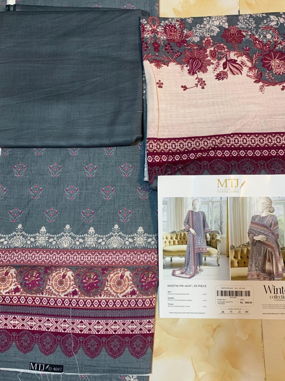 MTJ Luxury Printed Khaddar 3pc D4