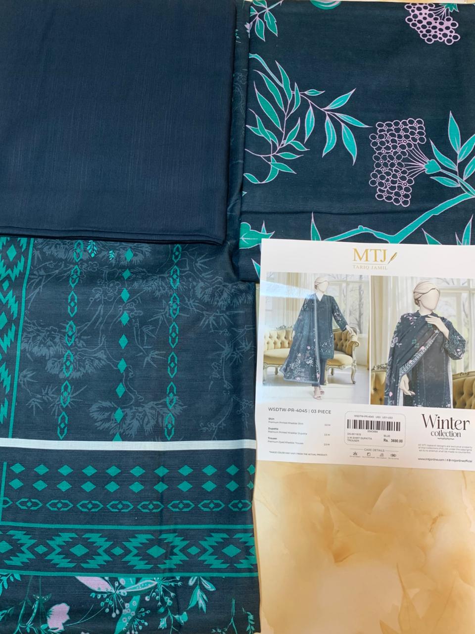 MTJ Luxury Printed Khaddar 3pc D1