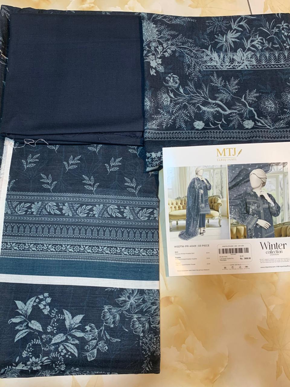 MTJ Luxury Printed Khaddar 3pc D3