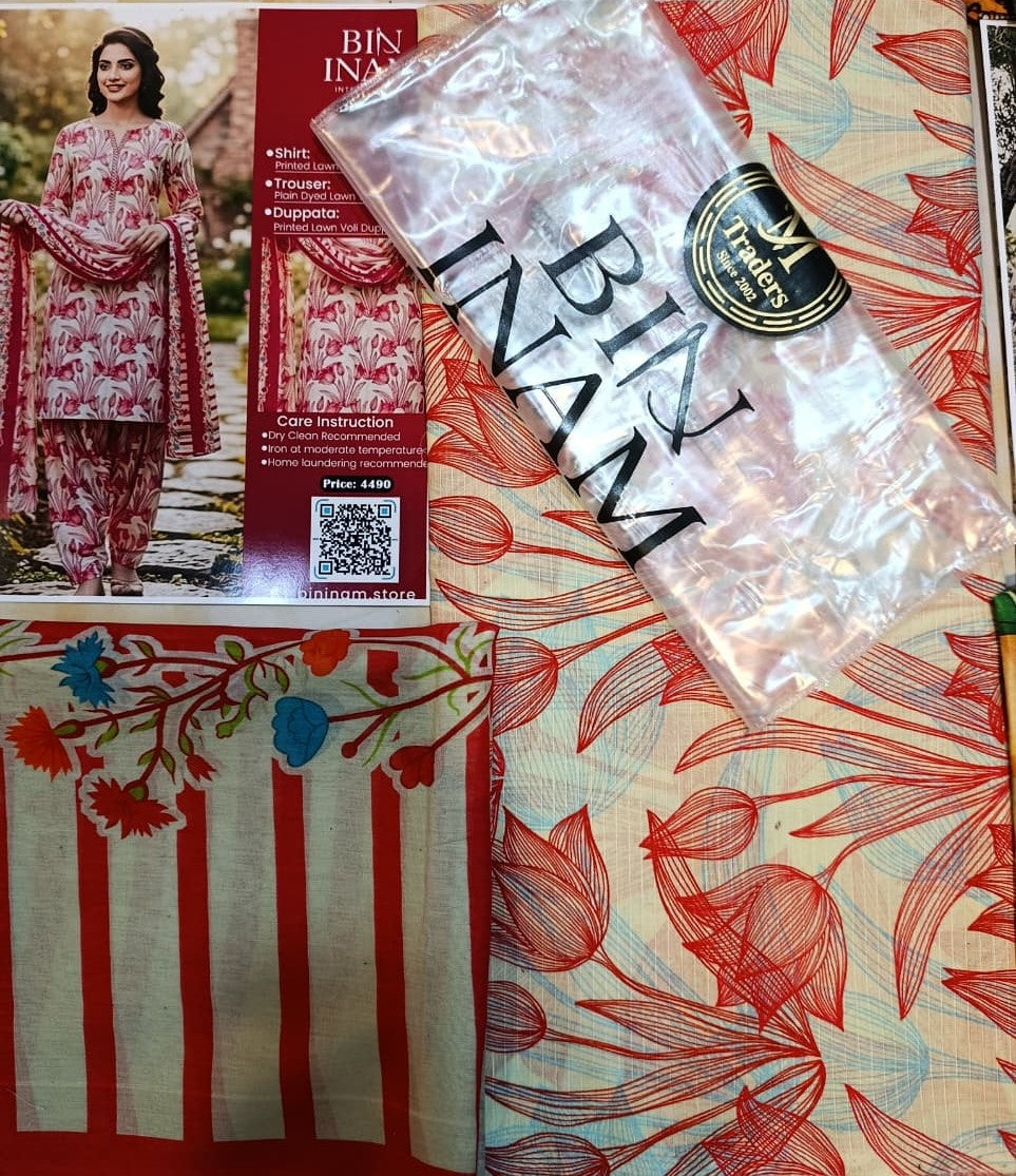 Bin Inam Zee Fashion Premium Printed Lawn 3pc D8