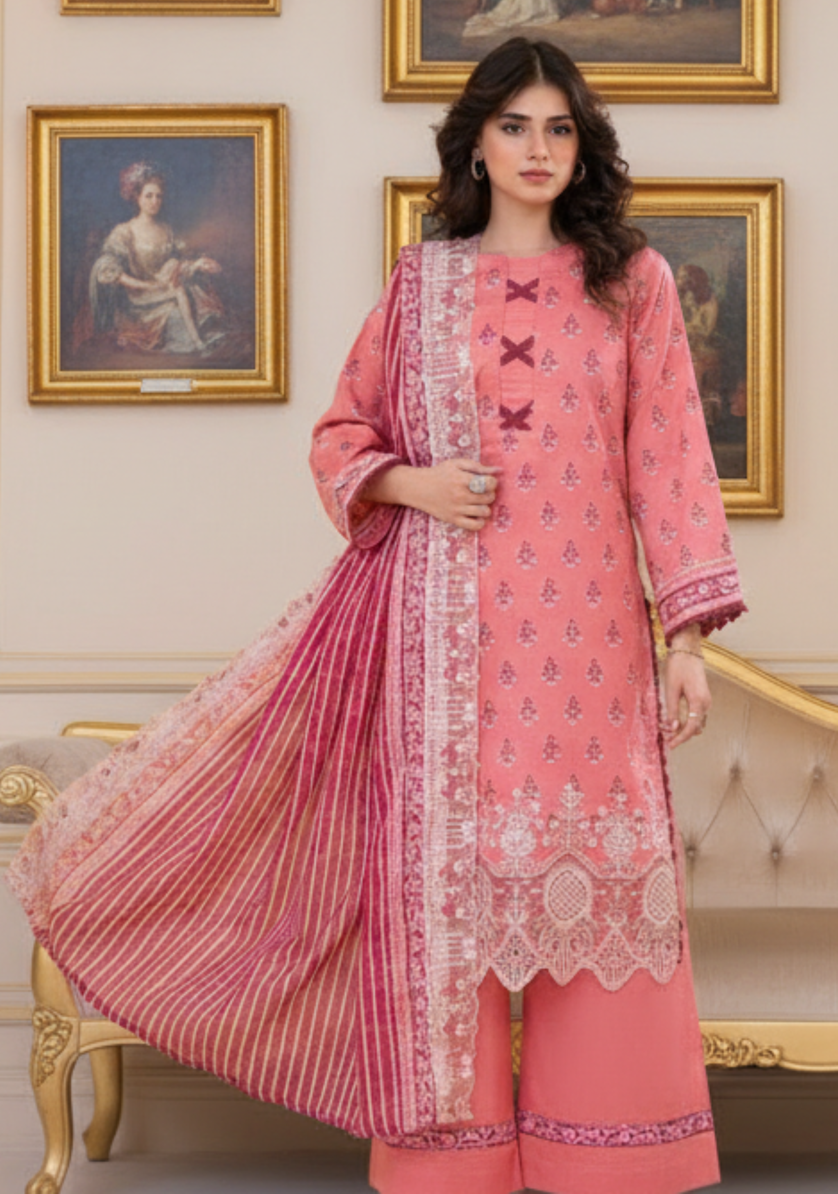 ZESH Printed Embroidered Lawn 3pc-D1