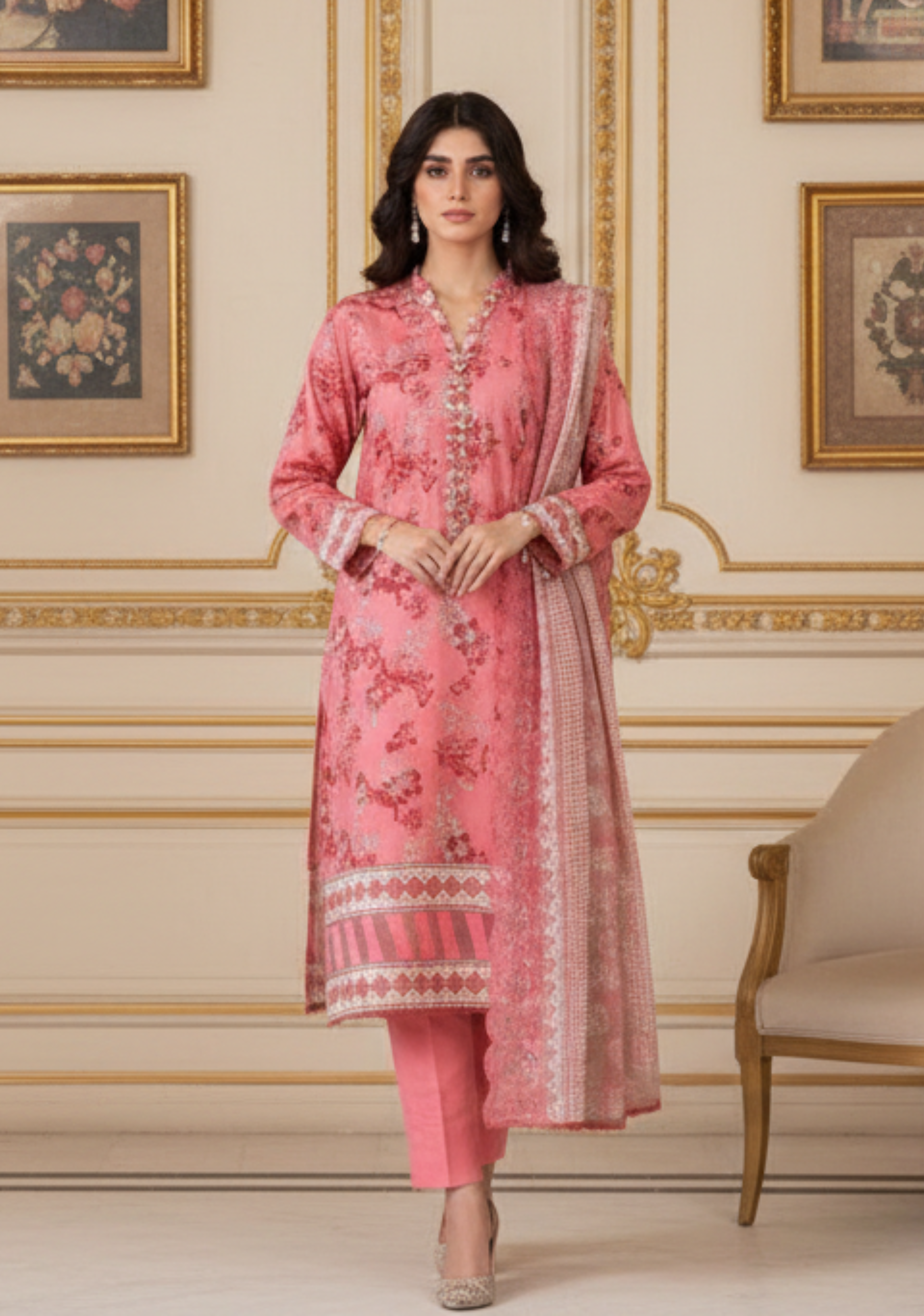 ZESH Printed Embroidered Lawn 3pc-D2