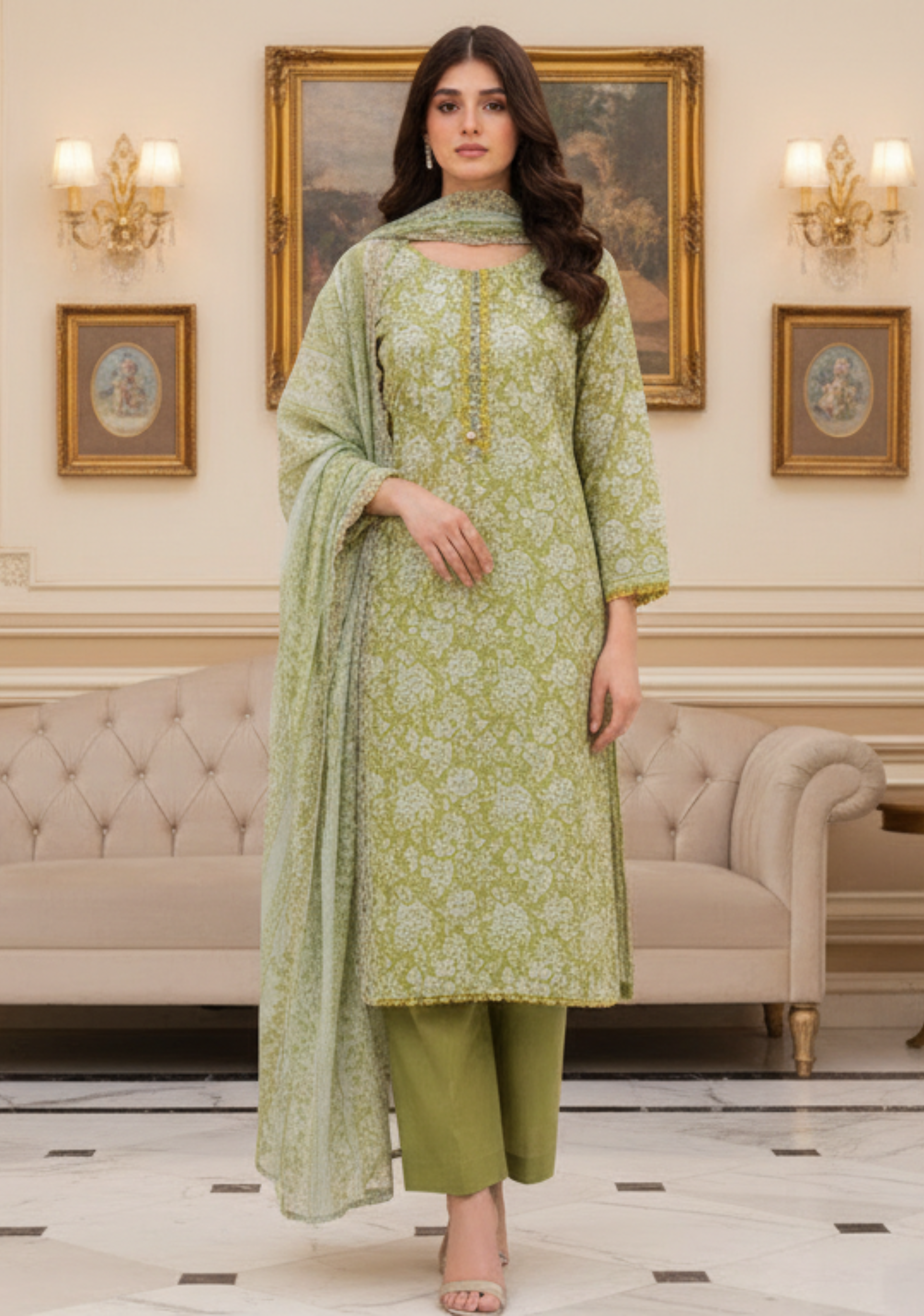 ZESH Printed Embroidered Lawn 3pc-D3