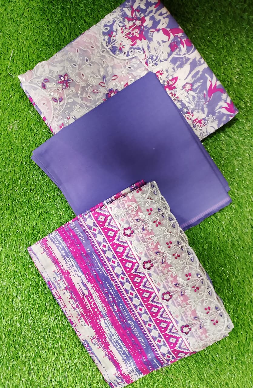 ZESH Printed Embroidered Lawn 3pc-D5