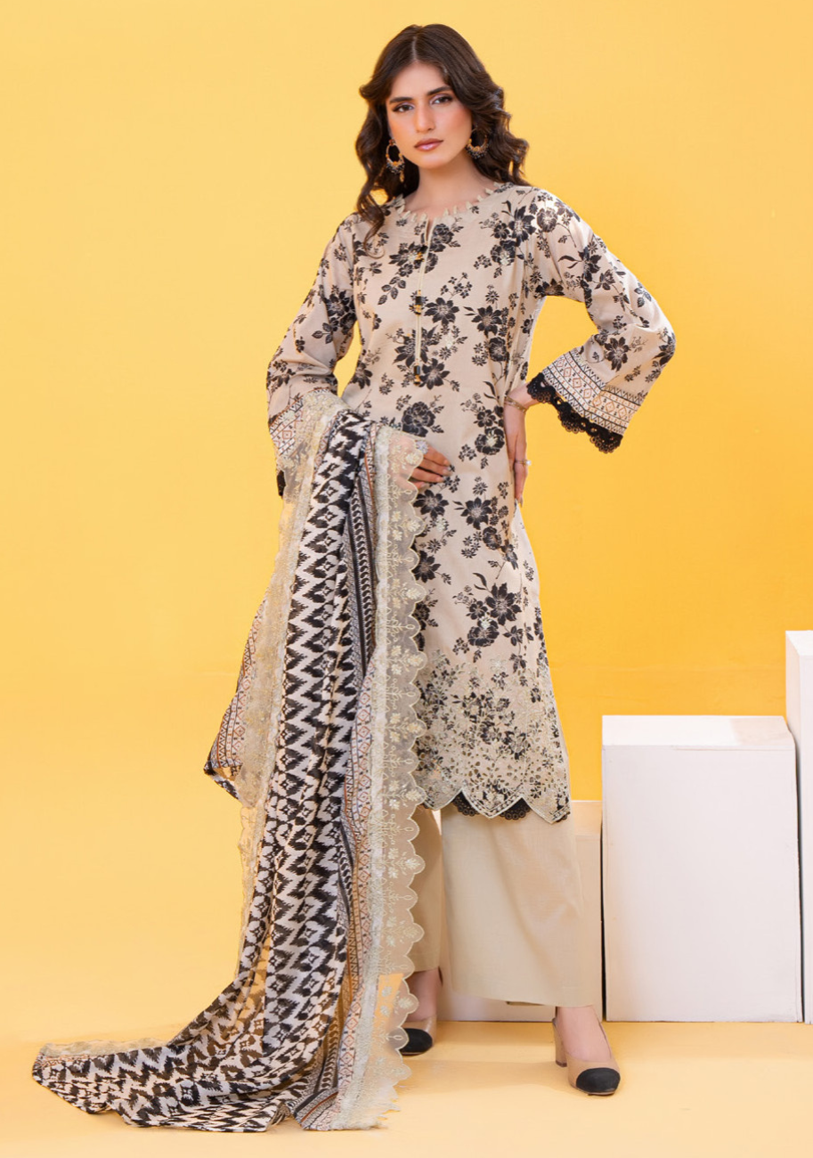 ZESH Printed Embroidered Lawn 3pc-D6