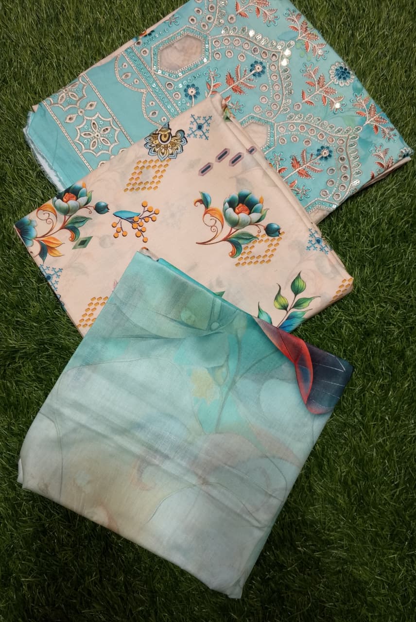 Bin Inam Chikankari Printed Embroidered Lawn 3pc D3