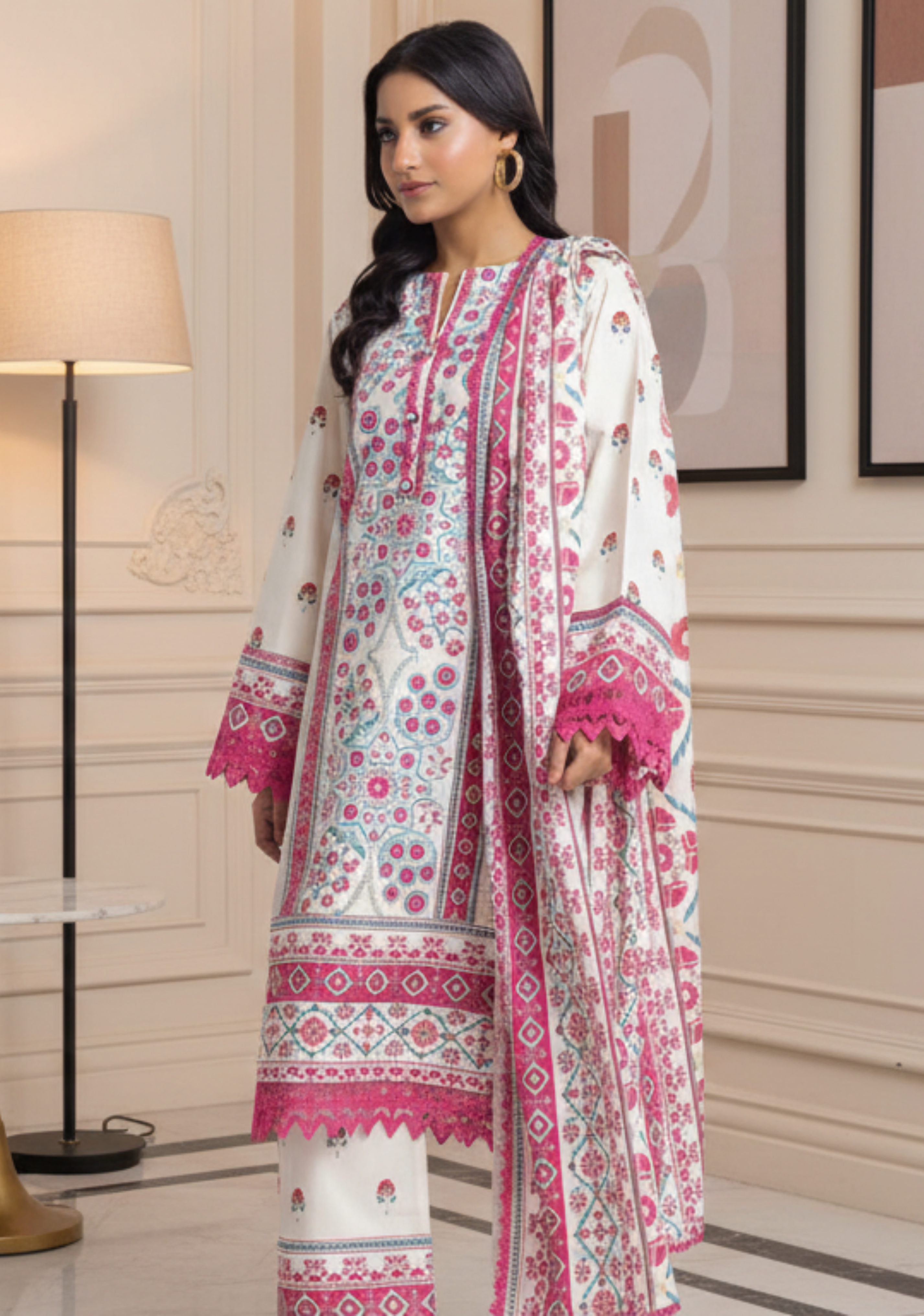 Bonanza Satrangi Prinetd Lawn 3pc D05