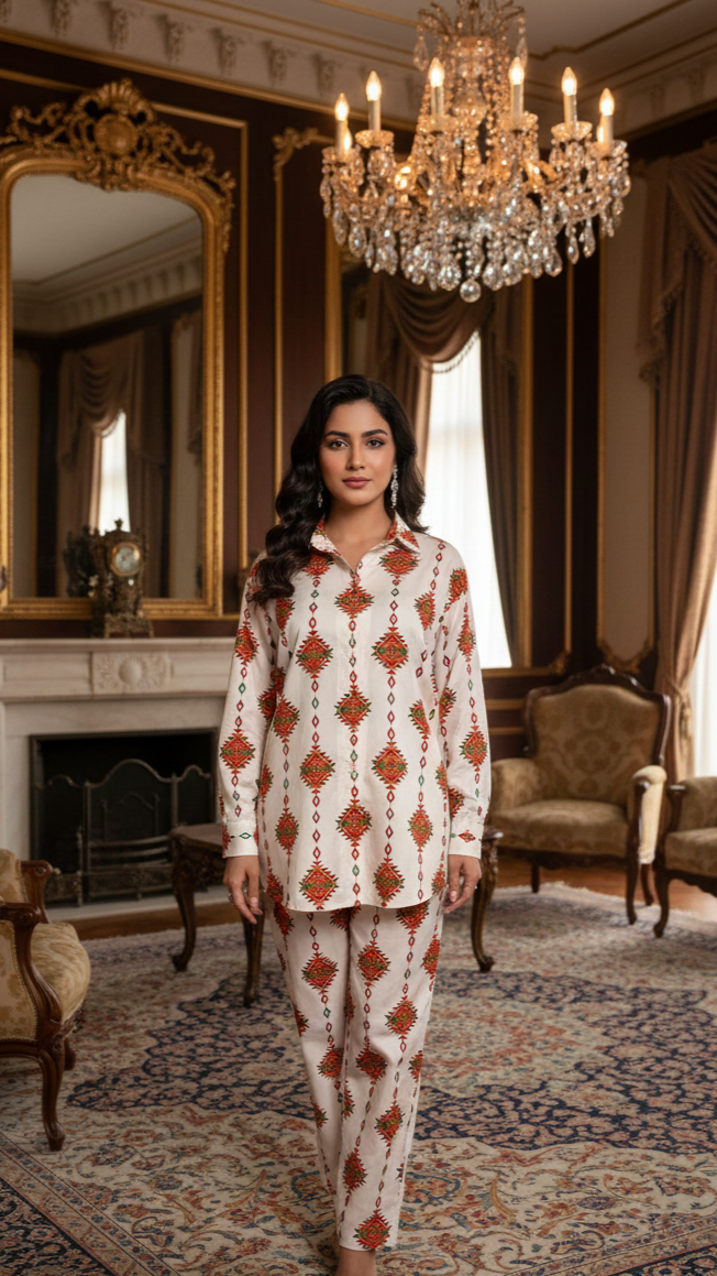 Sabeen Printed Allover Banadora Lilen 2pc D42