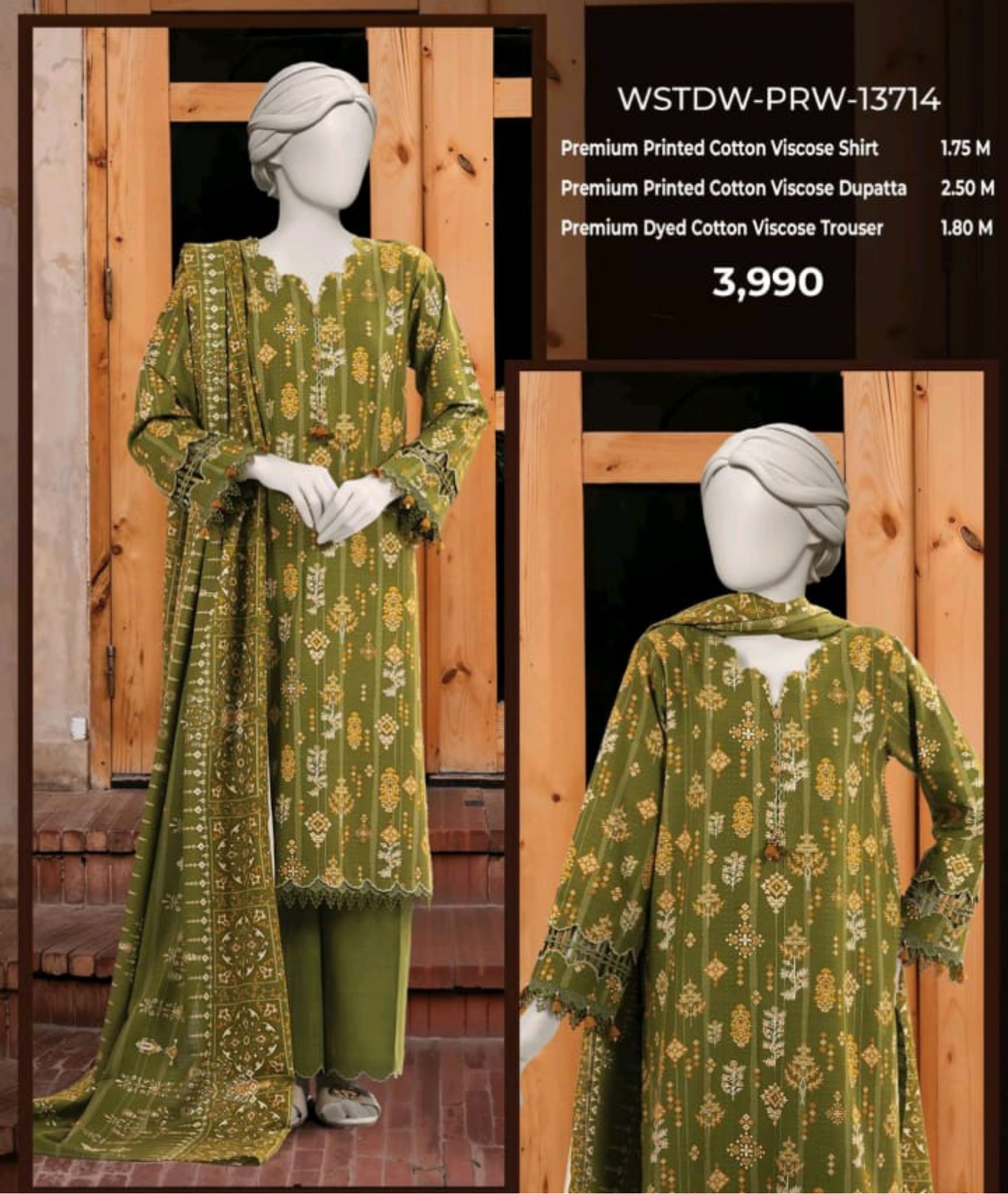 MTJ Luxury Printed Khaddar Viscos 3pc D07